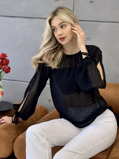 Блузка офисная нарядная с разрезами на рукавах Camicia 195282775 купить за 531 ₽ в интернет-магазине Wildberries